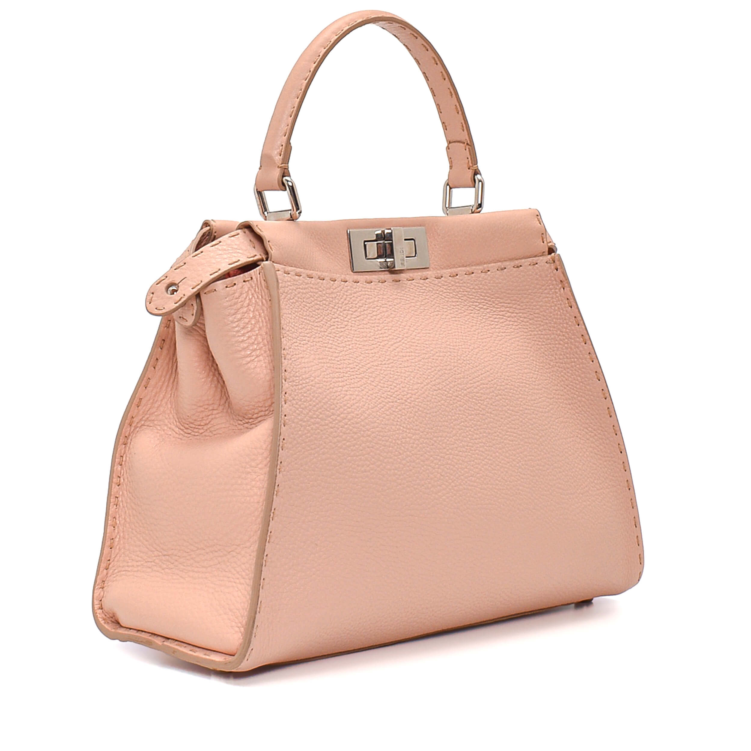 Fendi - Powder Pink Grained Leather Regular Peekaboo Bag